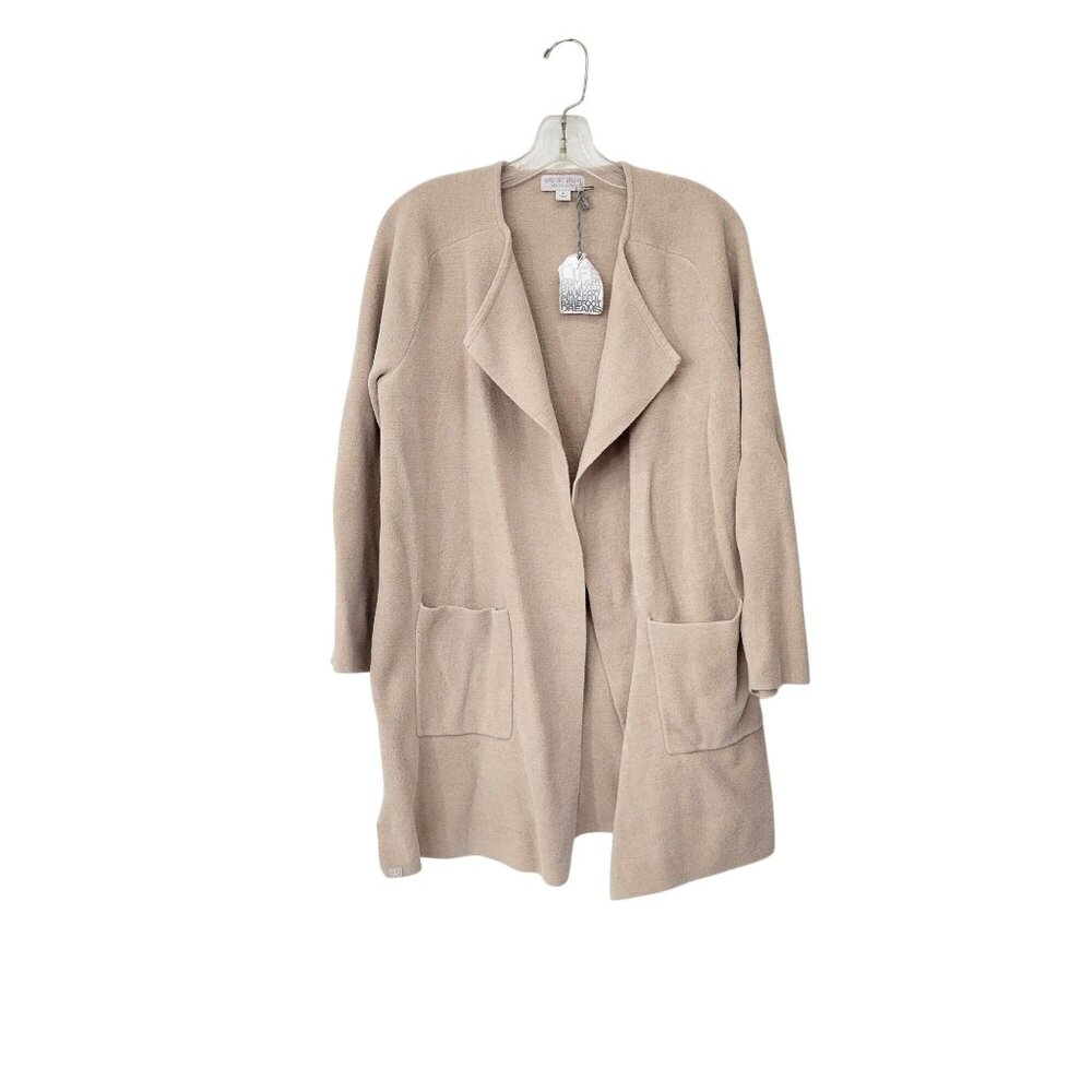Barefoot Dreams CozyChic Ultra Lite Knit Beige Open Front Cardigan M - Picture 1 of 5